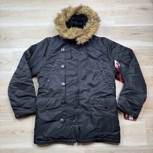 Alpha Industries N-3B Extreme Cold Parka -Men's Size Small - Black/Black